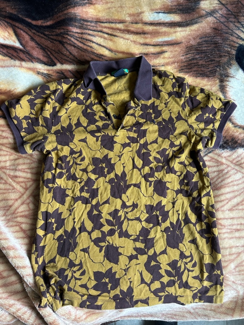 Scotch & Soda Floral Polo - Mustard & Brown